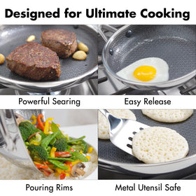OXO Hybrid 12in frypan diamond-infused nonstick aids effortless food release