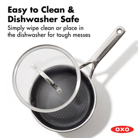 OXO Hybrid nonstick boost layer enhances release and cleanup.