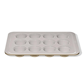 OXO Good Grips muffin pan top view highlights 12-cup layout for even baking