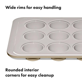 OXO Good Grips muffin pan easy-grip rims enable safe oven transfer