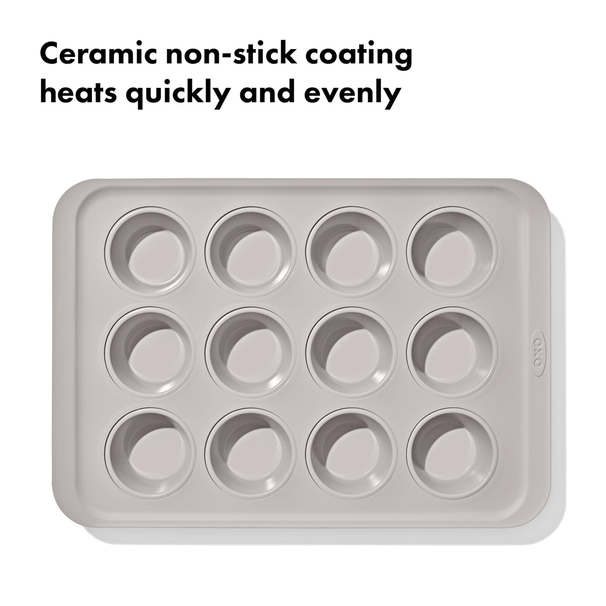 OXO Good Grips muffin pan square-rolled edge detail for extra strength