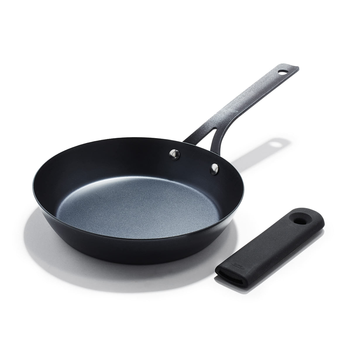 OXO Obsidian 8-inch carbon steel frying pan for even searing on induction