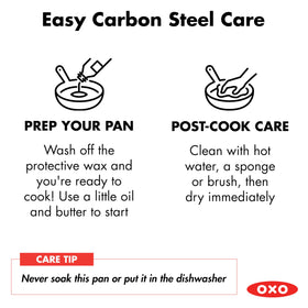 OXO Obsidian pan with removable silicone sleeve for comfortable, safe handling