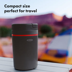 Compact 8-ounce capacity ideal for backpacking and office trips.