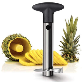 OXO pineapple corer and slicer in action showing quick core and slice of fresh pineapple