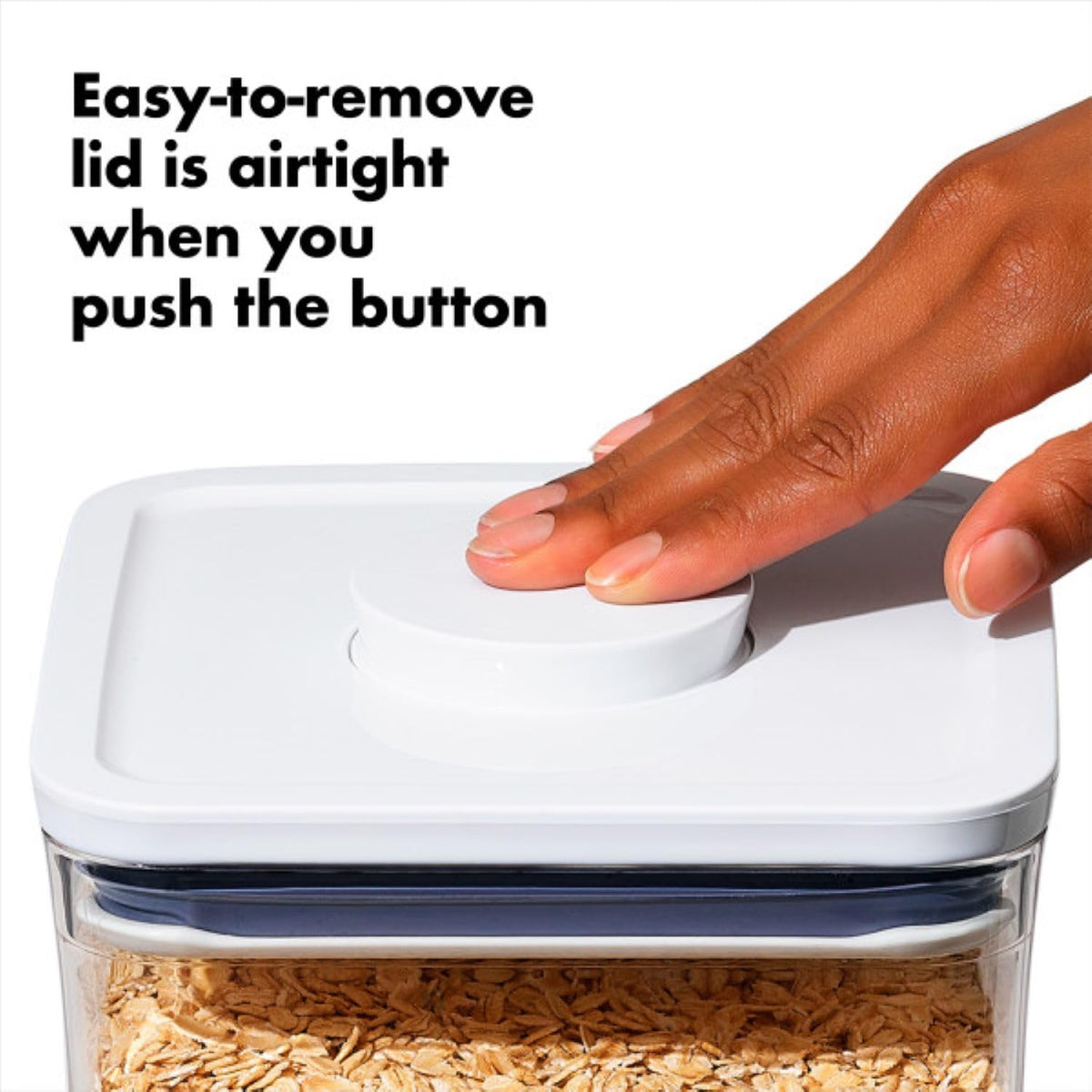 OXO POP curved corners allow smooth dispensing from each canister.