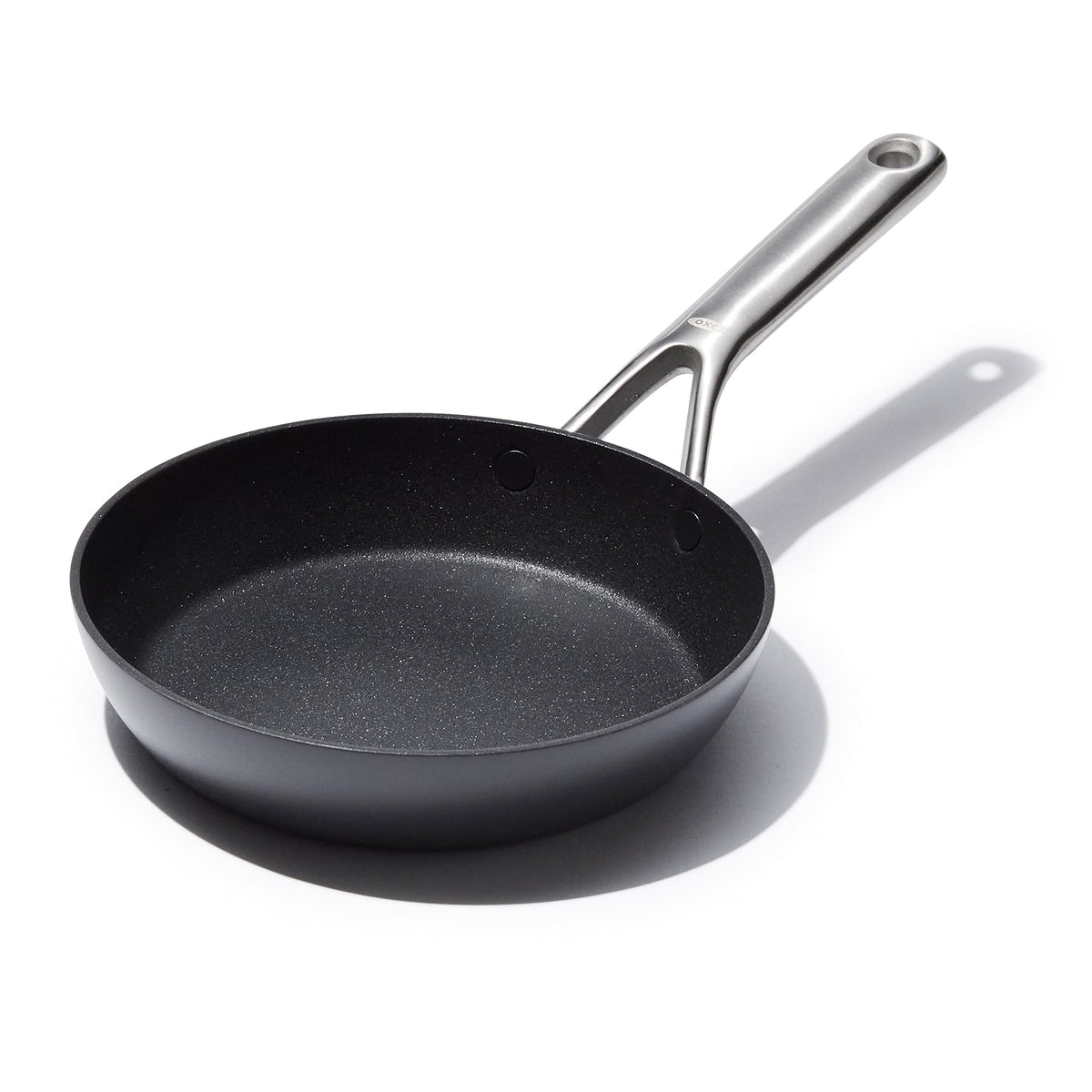 OXO Professional 8-inch frying pan with ceramic nonstick coating for easy release and cleanup.