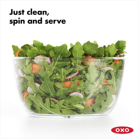 OXO Salad Spinner highlighted as dishwasher safe for easy cleanup