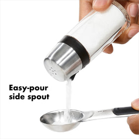 OXO twist-off lid on salt and pepper shakers for quick refills.
