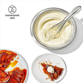 OXO Steel 11-In Whisk dishwasher safe for easy cleanup.