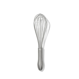 OXO Steel 11-In Whisk with ergonomic handle for comfortable mixing.