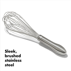 OXO Steel 11-In Whisk brushed stainless finish complements any kitchen.