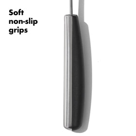 OXO Steel 15-Piece Fish Turner for delicate flipping and even browning.