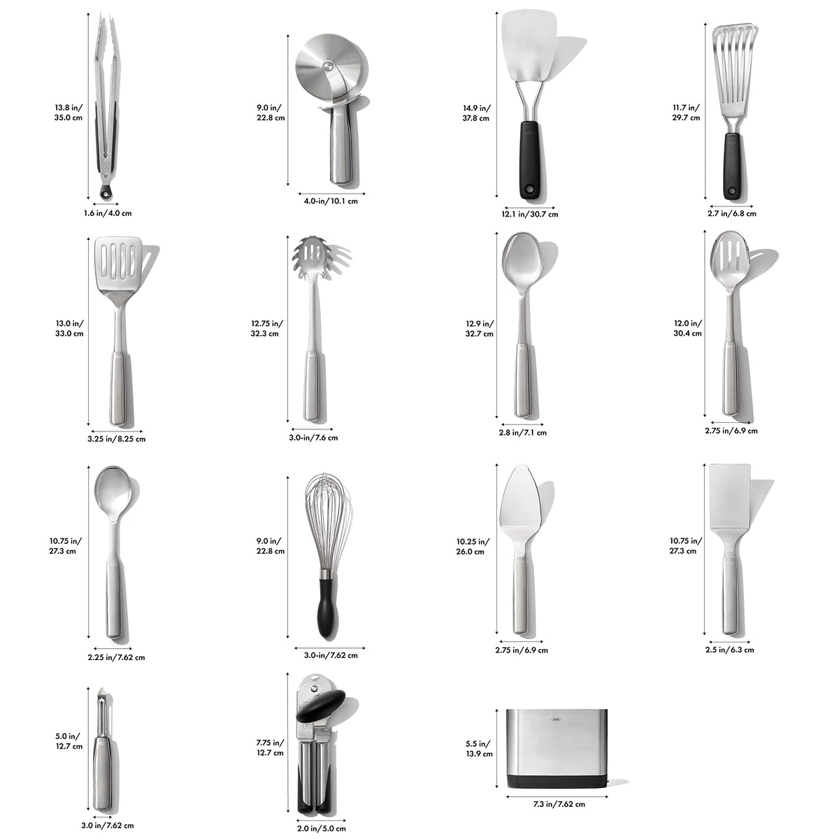 OXO Steel 15-Piece Slotted Spoon for draining and serving with ease.