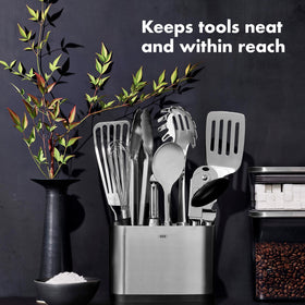 OXO Steel 15-Piece Spaghetti Server for twirling pasta with control.