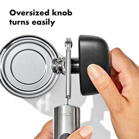 OXO SteeL can opener built-in bottle opener adds convenient versatility