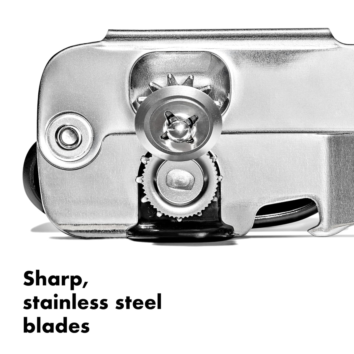 OXO SteeL can opener cushioned handles reduce hand fatigue in use