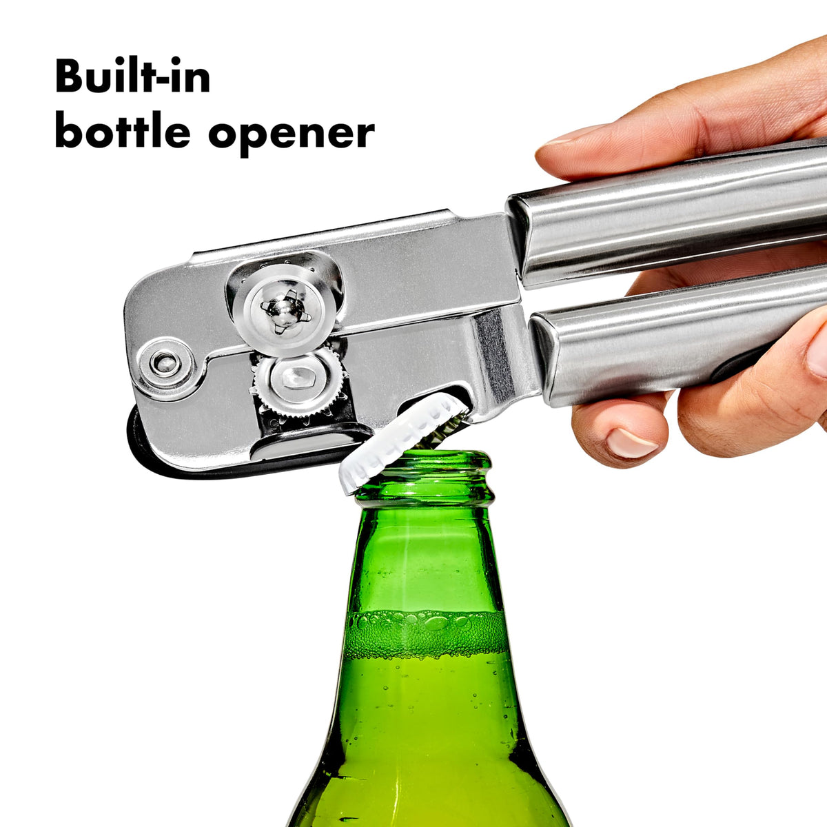 OXO SteeL can opener fits busy kitchen routines for everyday cans