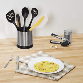 OXO SteeL can opener oversized knob enables effortless turning during prep
