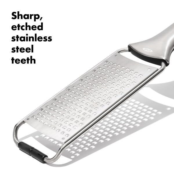 OXO Steel Grater featuring a comfortable handle for an easy grip during zesting