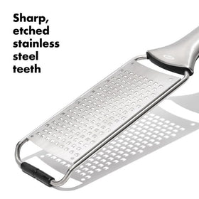 OXO Steel Grater featuring a comfortable handle for an easy grip during zesting