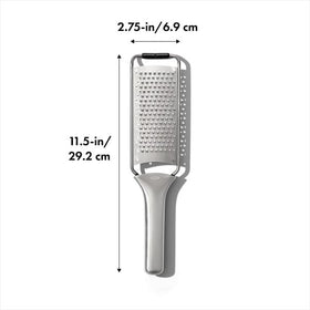 OXO Steel Grater compact design fits in a kitchen drawer