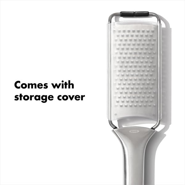 OXO Steel Grater with protective storage cover for safe blade storage