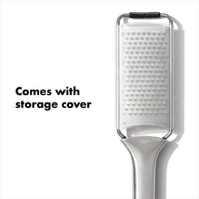 OXO Steel Grater with protective storage cover for safe blade storage