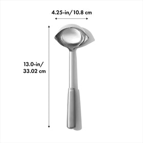 OXO Steel Ladle sturdy construction designed for table service.