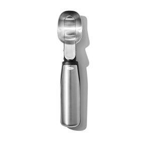 OXO Steel Lever Ice Cream Scoop with pop-up lever for easy release.