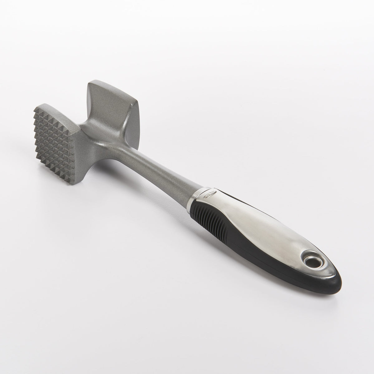 OXO SteeL meat tenderizer with solid aluminum body for durability
