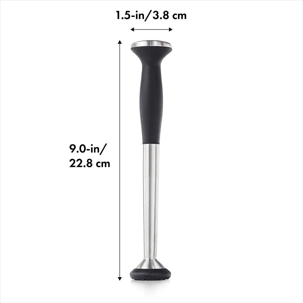 OXO Steel Muddler nylon head protects glassware during muddling.