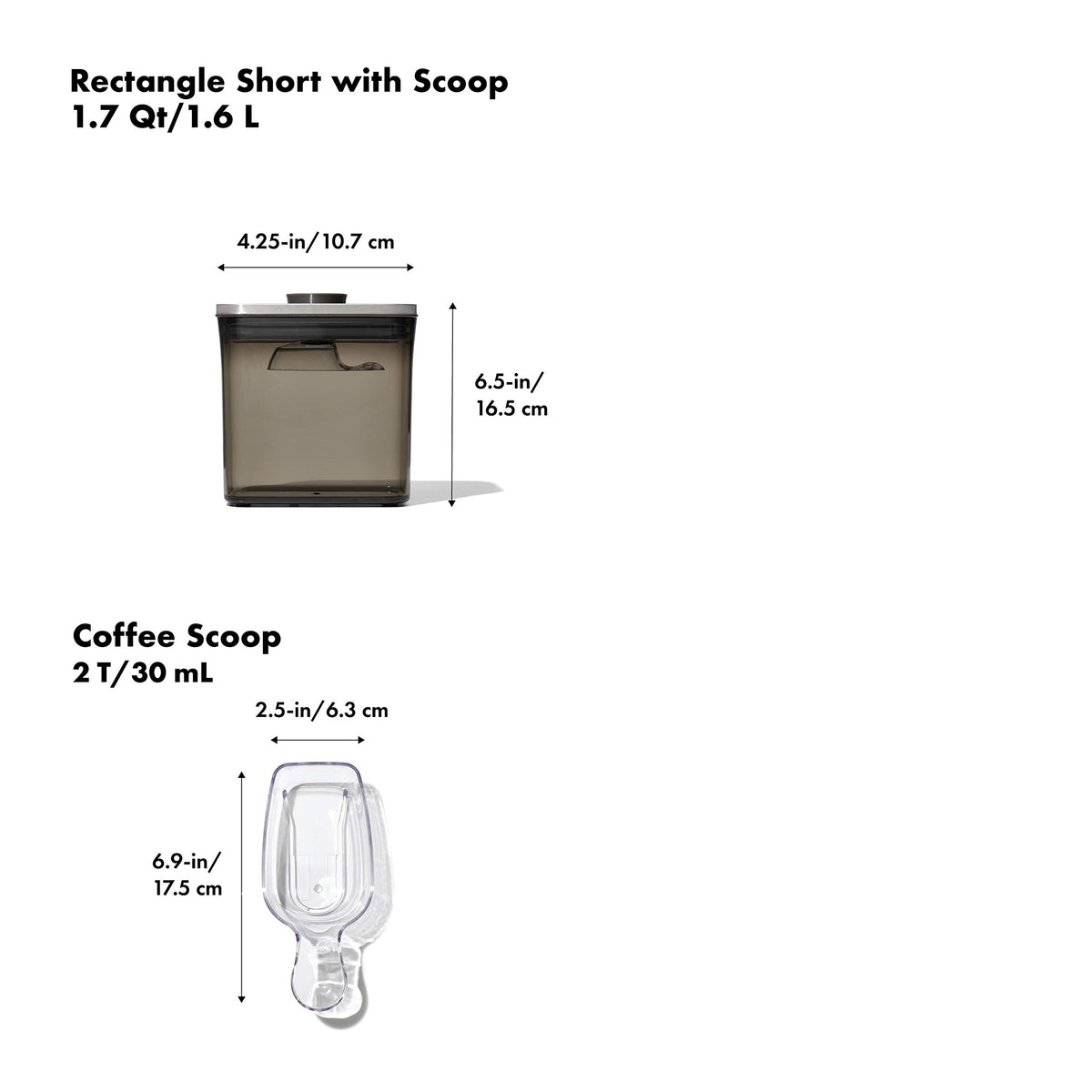 OXO Steel POP container with airtight lid keeps dry ingredients fresh.