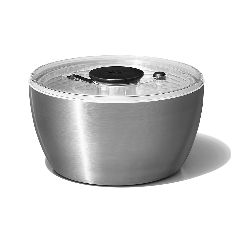 OXO Steel Salad Spinner bowl doubles as an elegant serving dish for salads
