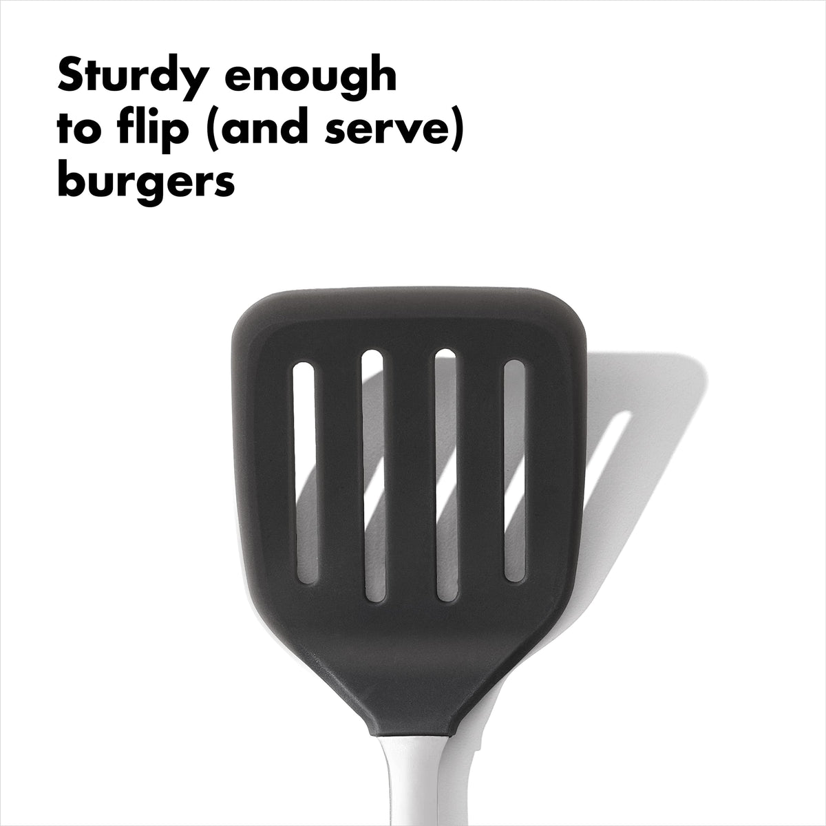 OXO Steel Silicone Flexible Turner from pan to plate with sturdy, reliable support