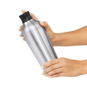 OXO Steel Shaker gasket close-up emphasizes easy part separation after use.
