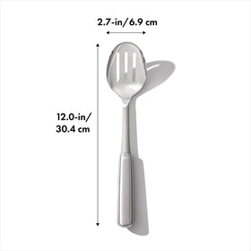 OXO Steel Slotted Spoon serving at the dish