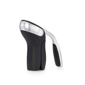 OXO Steel Vertical Lever Corkscrew in action opens cork smoothly