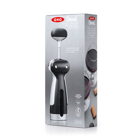 Turn counterclockwise to release corks on the OXO SteeL Winged Corkscrew.