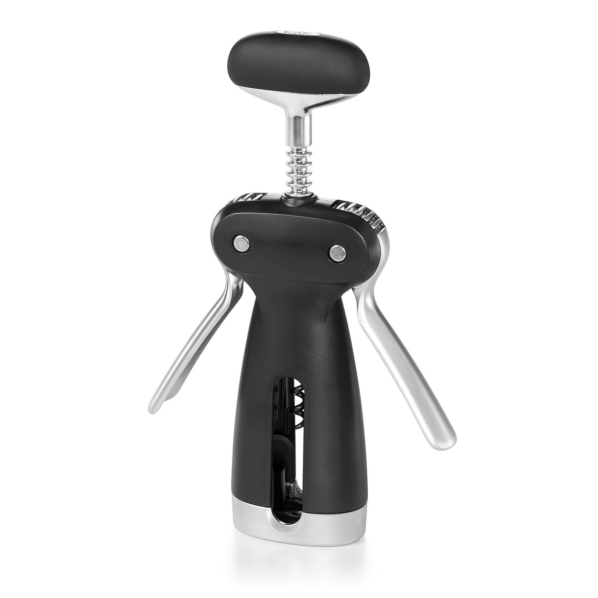 OXO SteeL Winged Corkscrew removing a cork smoothly.