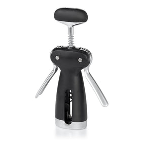 OXO SteeL Winged Corkscrew removing a cork smoothly.