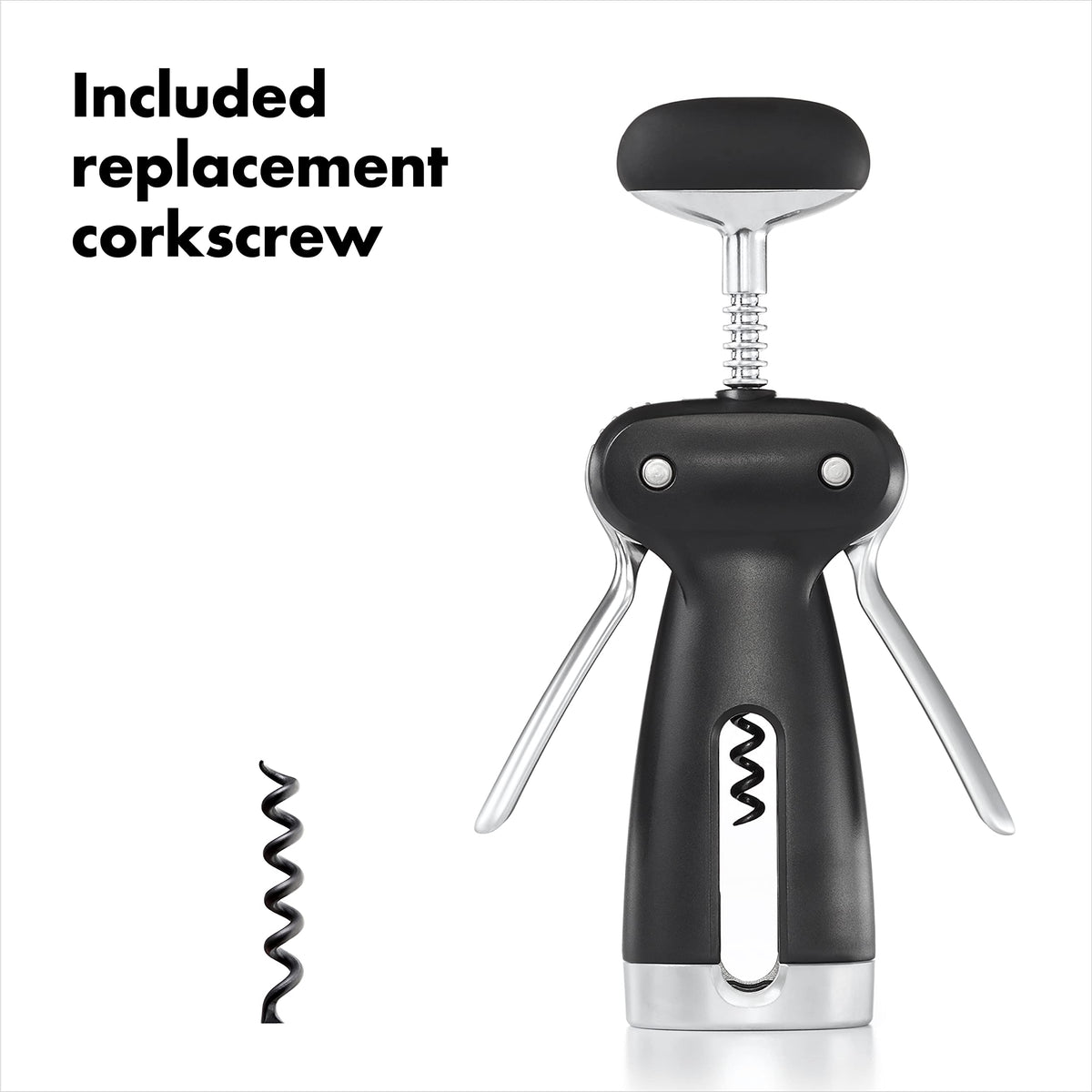 Soft-knob grip on the OXO SteeL Winged Corkscrew.