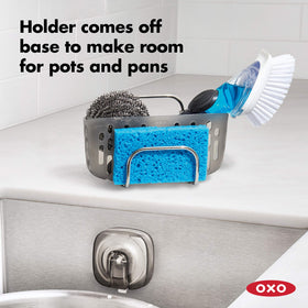 OXO Good Grips StrongHold large basket fits oversized sponges and brushes.