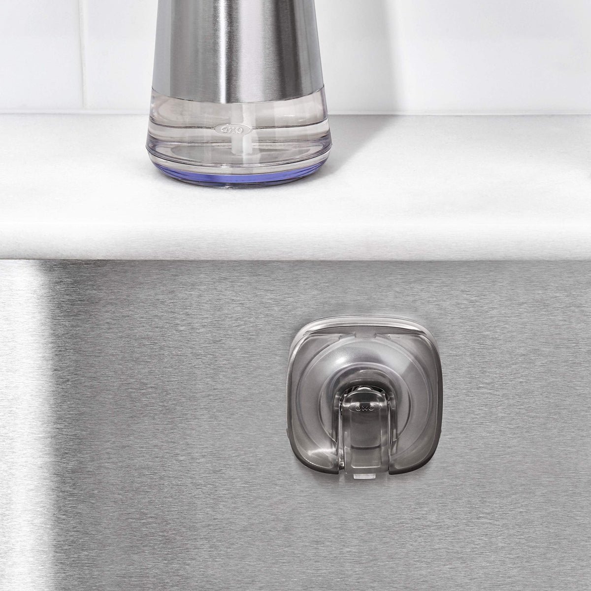 OXO Good Grips StrongHold works best in stainless sinks for optimal hold.
