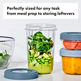 OXO Twist & Stack 40 oz container soft-touch lid for easy opening.