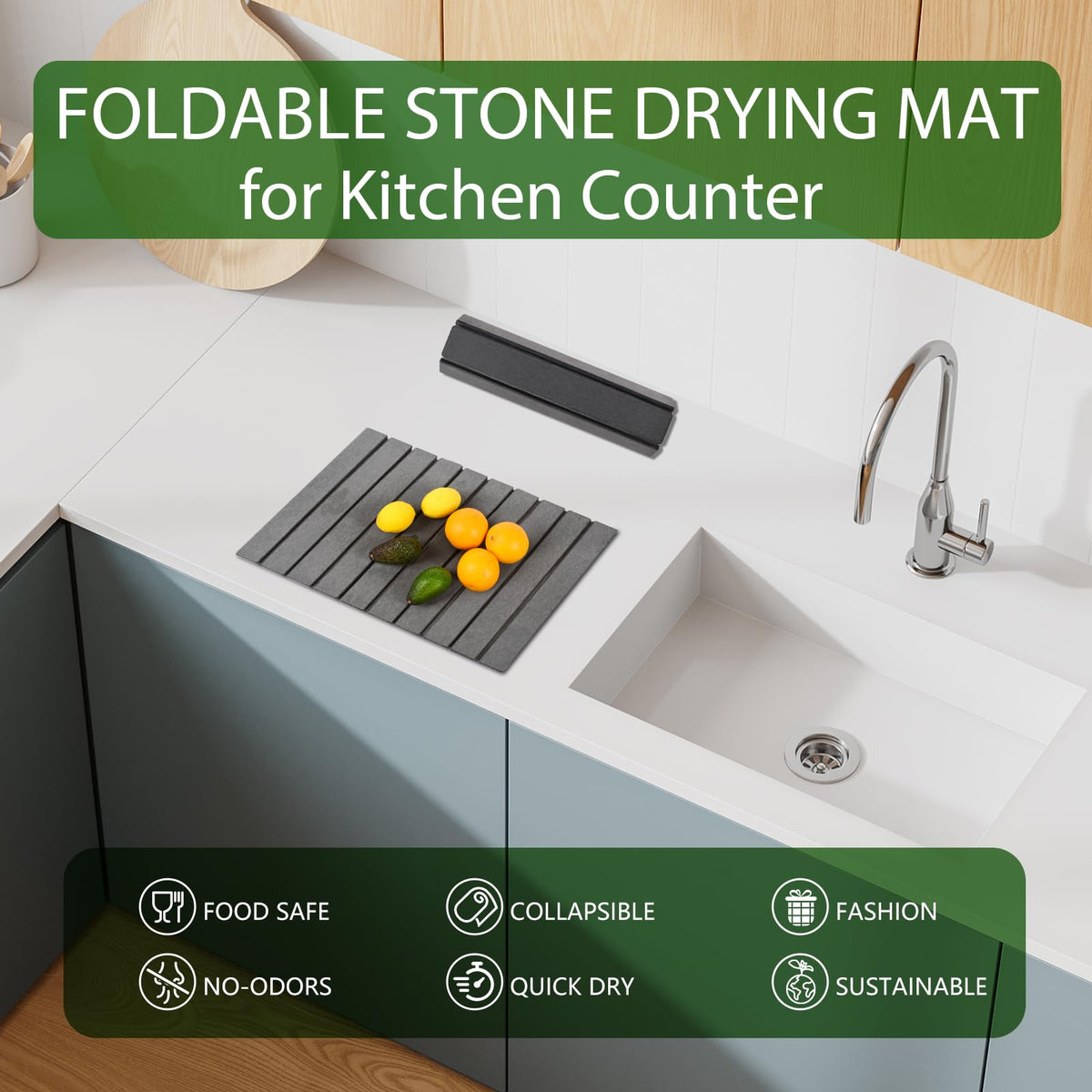 Oxydrily multi-use mat used as a hot-pan protector and drying surface