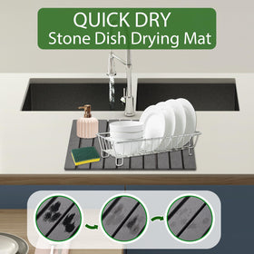 Oxydrily stone drying mat with non-slip texture stabilizing glassware