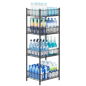 OYEAL 4-tier organizer open view for easy can and bottle access.