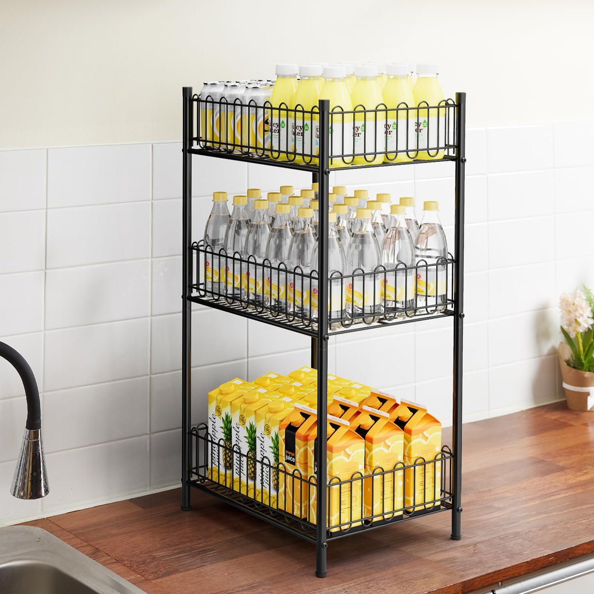 OYEAL wine and beer rack on top tier for taller bottles