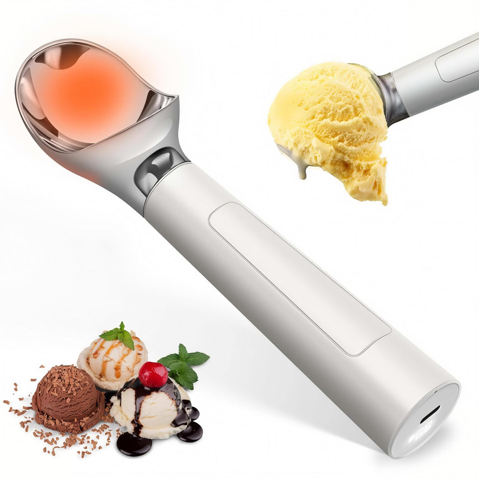 oyeftp heated ice cream scoop in use for smooth, effortless servings